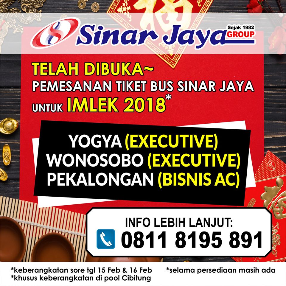 Pemesanan tiket untuk Imlek 2018