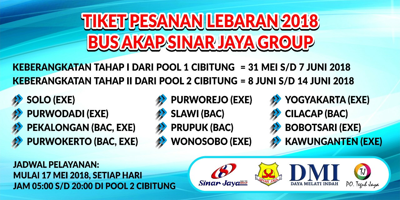 TIKET PESANAN LEBARAN 2018 BUS